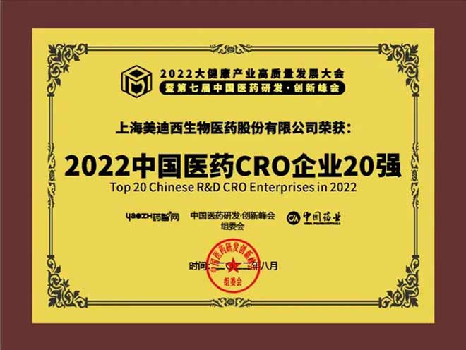 2022中国医药CRO企业20强