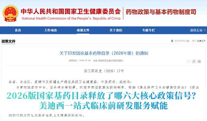 2026版国家基药目录释放了哪六大核心政策信号？｜美迪西一站式临床前研发服务赋能
